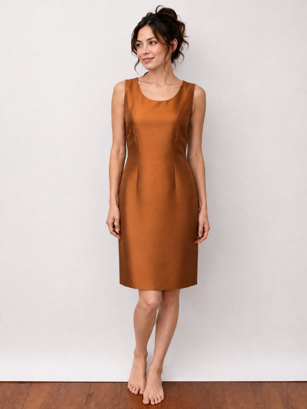 Le Suit Size 8 Copper Bronze Sleeveless Sheath Dress